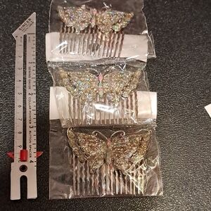 Elegant  Sparkly Butterfly Hair Combs Set Of 3